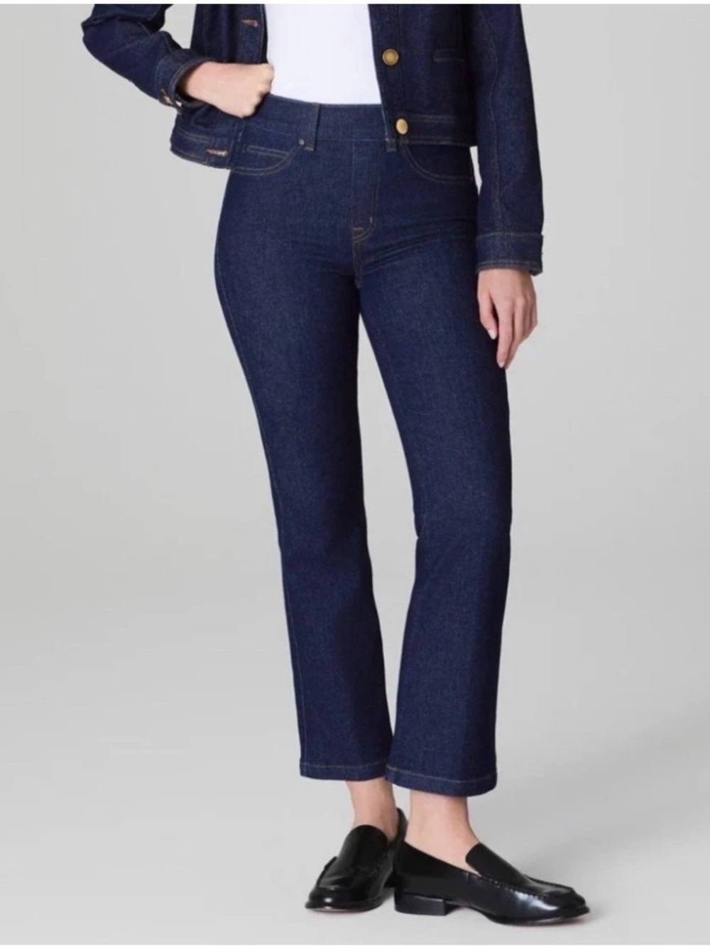 New Spanx Kick Flare Jeans Women’s Small Raw Indigo Wash Pull On 20699R
NWT